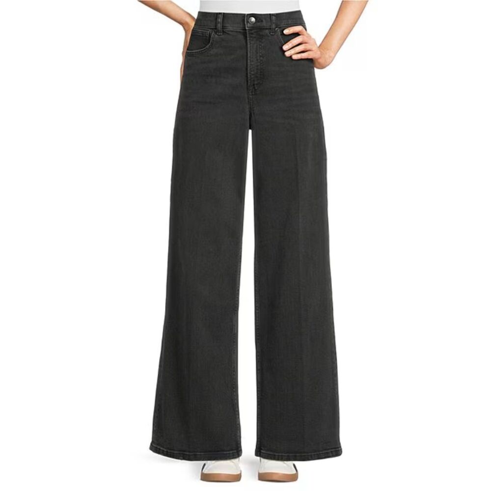 SPANX Authentic Stretch Wide Leg Denim‎ Faded Black Small Reg